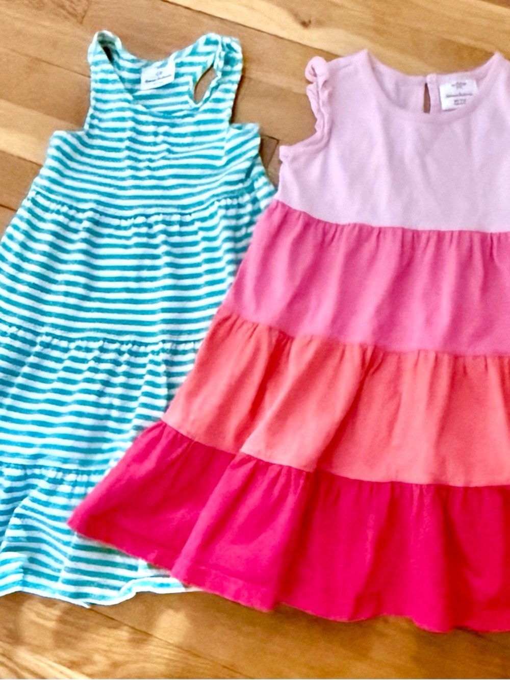 Bundle of Two Hanna Andersson 100/4 Tiered, Twirly Summer Dresses